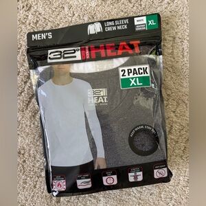 32 Degrees Heat men's 2-pack long sleeve crew neck baselayer top size XL.